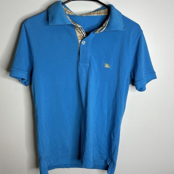 Men's Burberry Size Small Short SleeveBlue Polo Shirt Nova Check